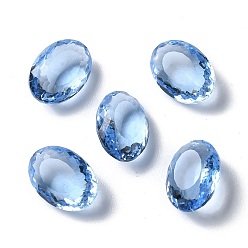 Васильковый Прозрачные стеклянные кабошоны со стразами, граненые, назад назад, овальные, васильковый, 14x10x6 мм