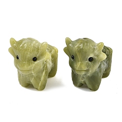 Southern Jade Натуральная фигурка высокогорной коровы из южного нефрита, украшения для рабочего стола для домашнего офиса, микроландшафтный декор, 38~40x26.5~28x34~35 мм