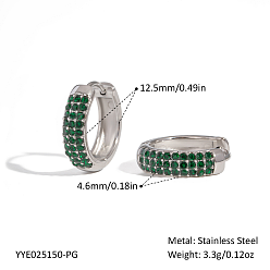 Серебро Крюк из нержавеющей стали серьги, с кубического циркония, серебряные, 12.5x4.6 мм