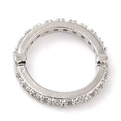 Platinum Brass Micro Pave Cubic Zirconia Bead Frame, Cadmium Free & Lead Free, Ring, Platinum, 14x2.5mm, Hole: 1mm