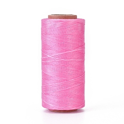 Pearl Pink Waxed Polyester Cord, Micro Macrame Cord, Waxed Sewing Thread, Flat, Pearl Pink, 0.8mm, about 284.33 yards(260m)/roll