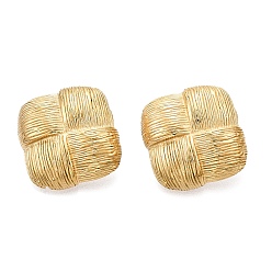 Настоящее золото 14K Ионное покрытие (ip) 304 серьги-гвоздики из нержавеющей стали, ромб с фактурой, реальный 14 k позолоченный, 31x31 мм