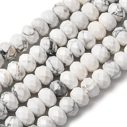 Говлит Природные Говлит бисер нитей, рондель, граненые, 8x5.5~6 мм, отверстие : 1 мм, около 62 шт / нитка, 15.04'' (38.2 см)