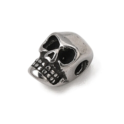 Argent Antique 316 perles chirurgicales en acier inoxydable, polie, crane, argent antique, 11x8x9mm, Trou: 2.5mm