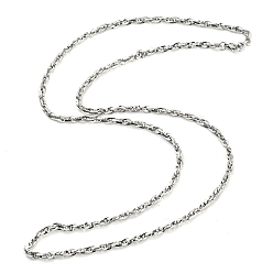 Stainless Steel Color 304 Stainless Steel Rope Chain Necklaces, Stainless Steel Color, 29.33x0.16 inch(74.5x0.4cm)