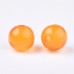 Orange Round Imitation Cat Eye Resin Beads, Orange, 8x7mm, Hole: 1.8~2mm
