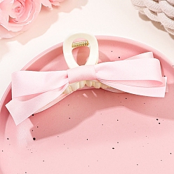 Pink Double-sided Ribbon Bowknot Plastic Claw Hair Clips, For Thick Thin Hair, Pink, 60x152mm
