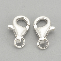 Silver 925 Sterling Silver Lobster Claw Clasps, with 925 Stamp, Silver, 11x7x3mm, Hole: 2.5mm