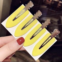Yellow Leaf Shape Acrylic Traceless Alligator Hair Clips, with Alloy Findings, Hair Accessories for Girls, Yellow, 65mm