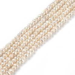 Bisque Natural Cultured Freshwater Pearl Beads Strands, Potato, Bisque, 3.5~4.5x4.5~6.5mm, Hole: 0.5mm, about 86pcs/strand, 13.78 inch(35cm)
