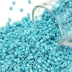 Turquoise Cylinder Seed Beads, Opaque Colours Luster, Uniform Size, Turquoise, 2x1.5mm, Hole: 0.8mm, about 40000pcs/bag, about 450g/bag
