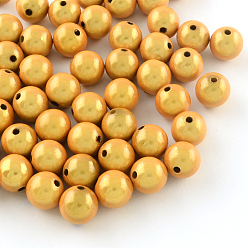 Orange Spray Painted Acrylic Beads, Miracle Beads, Round, Bead in Bead, Orange, 12mm, Hole: 2mm, about 560pcs/500g