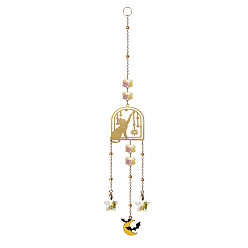 Star Halloween Glass Flower Big Pendant Decorations, Cat Hanging Sun Catchers, Home Decoration, Star, 290mm