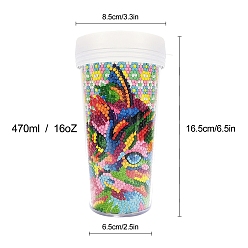 Cat Shape DIY Diamond Painting Cup Kits, with Resin Rhinestones, Diamond Sticky Pen, Tray Plate and Glue Clay, Cat Shape, 165x65mm