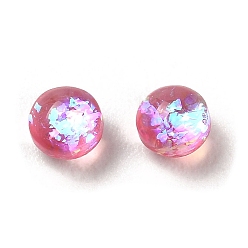 Camellia Resin Imitation Opal Cabochons, with Glitter Powder, Rondelle, Camellia, 4x3mm