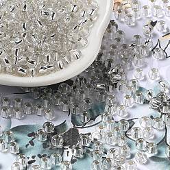 Clear Glass Seed Beads, Silver Lined, Round Hole, Round, Clear, 4x3mm, Hole: 1.2mm, 6429pcs/pound