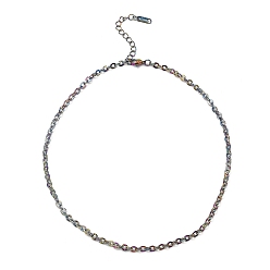 Rainbow Color 304 Stainless Steel Boston Link Chain Necklace, Rainbow Color, 16~16-1/8 inch(40.8~41cm)