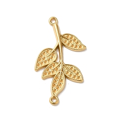Real 18K Gold Plated 304 Stainless Steel Connector Rhinestone Settings, Leaf, Real 18K Gold Plated, Fit for 0.9mm Rhinestone, 29x15.5x2mm, Hole: 1.2mm