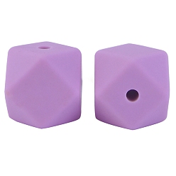 Orchid Octagon Food Grade Silicone Beads, Chewing Beads For Teethers, DIY Nursing Necklaces Making, Orchid, 17mm