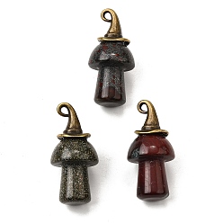 Кровь драконов Подвески из натурального гриба «кровь дракона», с ведьминой шляпой из сплава, античная бронза, 31~31.5x15~15.5 мм, отверстие : 1.5x2 мм