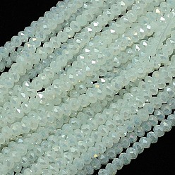 Coquillage De Mer Perles de rondelle de verre de cristal brins, facette, couleur de coquillage, 3.5x2.5~3mm, Trou: 1mm, Environ 138 pcs/chapelet, 12.9 pouce