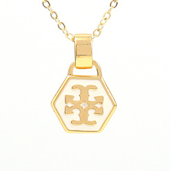 04 Multi-color Hexagonal Pendant with Triumph Arch Design in Copper Plated Gold for Fashionable Streetwear