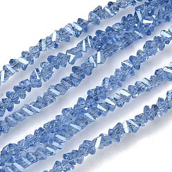 Королевский синий Гальванизируйте прозрачное стекло бисер нитей, треугольные, граненые, AB цвет, королевский синий, 3x2x2 мм, отверстие : 0.7 мм, около 135 шт / нитка, 9.21'' (23.4 см)