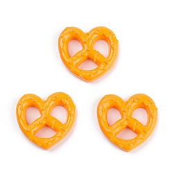 Dark Orange Resin Pendants, Imitation Heart Shaped Bread, Dark Orange, 23x25x5mm