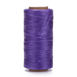 Púrpura Media Cordón de poliéster encerado, cordón de micro macramé, hilo de coser encerado, piso, púrpura medio, 0.8 mm, aproximadamente 284.33 yardas (260 m) / rollo