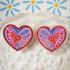 Butterfly Acrylic Pendants, Heart Charm, Butterfly, 38x39mm