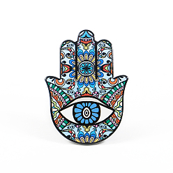 Pale Turquoise Porcelain Cup Mats, Coasters, with Anti-slip Cork Bottom, Water Absorption Heat Insulation, Hamsa Hand/Hand of Miriam with Eye, Pale Turquoise, 150x100mm