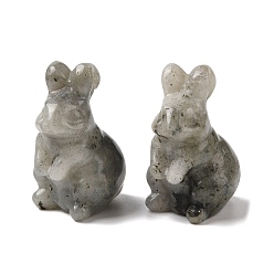 Лабрадорита Украшения для выставки скульптур из натурального лабрадорита, для домашнего офисного стола, кролик, 38~39.5x24~25.5x21~22 мм