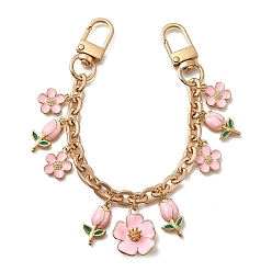 Light Gold Цепи из цинкового сплава с подвеской в виде розового цветка и декоративными цепочками, с поворотными застежками, золотой свет, 210 мм