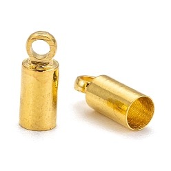 Golden Rack Plating Brass Cord Ends, End Caps, Column, Golden, 9x3.5mm, Hole: 1.5mm, Inner Diameter: 3mm