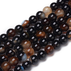 Black Agate Natural Black Agate Beads Strands, Dyed & Heated, Grade B, Round, 6mm, Hole: 1.2mm, about 63pcs/strand, 14.76 inch(37.5cm)