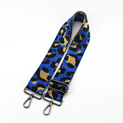 Royal Blue Leopard Print Pattern Polyester Adjustable Wide Shoulder Strap, with Swivel Clasps, for Bag Replacement Accessories, Gunmetal, Royal Blue, 80~130x5cm