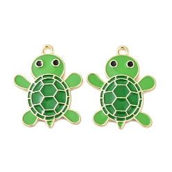 Золотой Подвески из эмали и сплава, прелести черепахи, золотые, 31x24.5x2.5 мм, отверстие : 2 мм