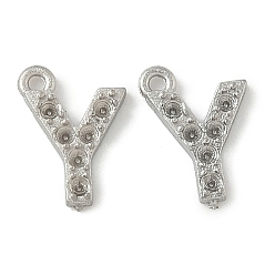 Letter Y 304 Настройки горный хрусталь из нержавеющей стали кулон, цвет нержавеющей стали, Письмо Y, пригодный для стразов 1 мм, 8x6x1 мм, отверстие : 0.7 мм