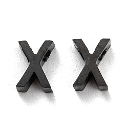 Letter X 304 Stainless Steel Charms, Alphabet, Electrophoresis Black, Letter.X, 8x6x3mm, Hole: 1.8mm