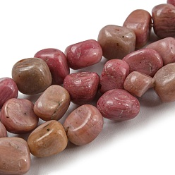 Rhodochrosite Natural Rhodochrosite Bead Strands, Tumbled Stone, Nuggets, 5~9x6~8x4.5~6mm, Hole: 0.8mm, about 51~58pcs/strand, 15.16''~15.35''(38.5~39cm)