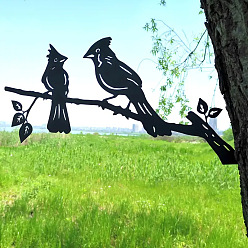 Electrophoresis Black Iron Craft Bird Silhouette Art Statue Ornament, Decorative Garden Tree for Courtyard, Electrophoresis Black, 155x280mm