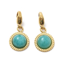 Амазонит Кулон из натурального амазонита, с 304 из нержавеющей стали Lobster Claw застежками, ионное покрытие (ip), реальный 14 k позолоченный, полукруглый, 23 мм