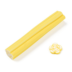 Yellow Luminous Handmade Polymer Clay Nail Art Decoration, Fashion Nail Care, No Hole Tubes, Flower, Yellow, 47~50x8.5~10x8.5~10mm