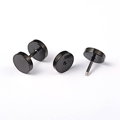 Gunmetal Flat Round 304 Stainless Steel Barbell Cartilage Earrings, Screw Back Earrings, Hypoallergenic Earrings, Gunmetal, 11x8mm, Pin: 1mm