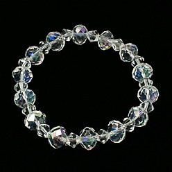 Clear Fashion Stretchy Glass Bracelets, with elastic thread, Clear, 55mm