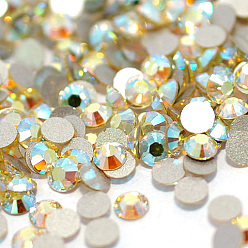 Jonquil Glass Flat Back Rhinestone, Grade A, Back Plated, Faceted, AB Color, Half Round, Jonquil, 4.6~4.8mm