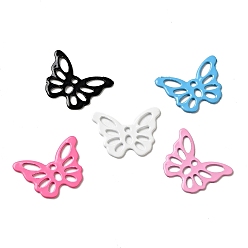 Mixed Color Spray Painted 201 Stainless Steel Pendants, Butterfly Charms, Mixed Color, 15x10.5x0.5mm, Hole: 1.2mm