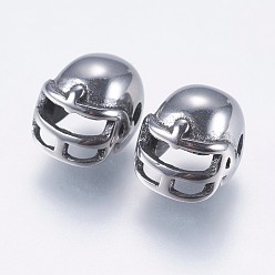 Antique Silver 304 Stainless Steel Beads, Football Helmet, Antique Silver, 9x8.5x6.5mm, Hole: 1.5mm