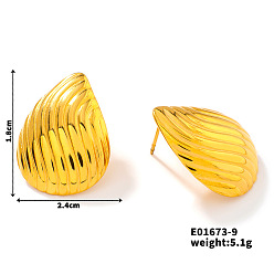 Teardrop Модные 304 серьги-гвоздики из нержавеющей стали, золотые, слеза, 18x24 мм