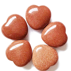 Goldstone Synthetic Goldstone Healing Stones, Heart Love Stones, Pocket Palm Stones for Reiki Ealancing, 30x30x15mm